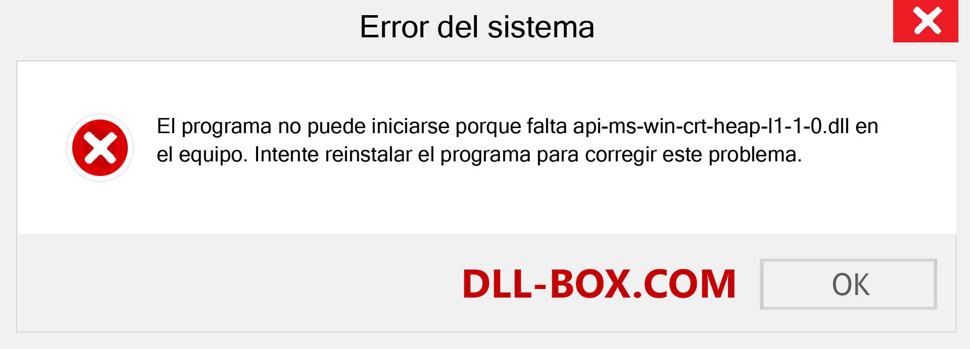 ¿Falta el archivo api-ms-win-crt-heap-l1-1-0.dll ?. Descargar para Windows 7, 8, 10 - Corregir api-ms-win-crt-heap-l1-1-0 dll Missing Error en Windows, fotos, imágenes